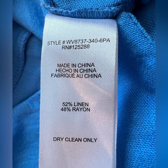 Jason Wu Linen Blend High Waisted Wide Leg Pants, Blue, Size 12, Braided, Flowy - Picture 6 of 11